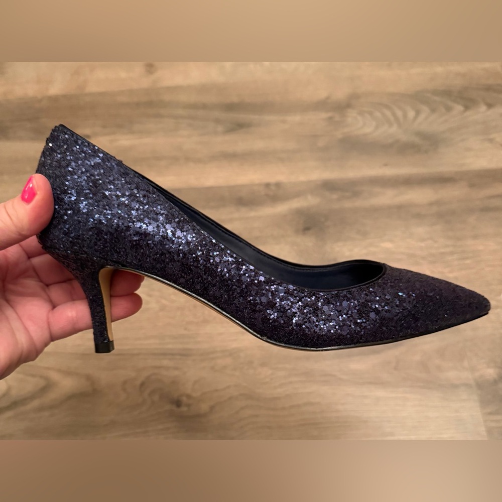 White House Black Market Glittery  Navy Heels